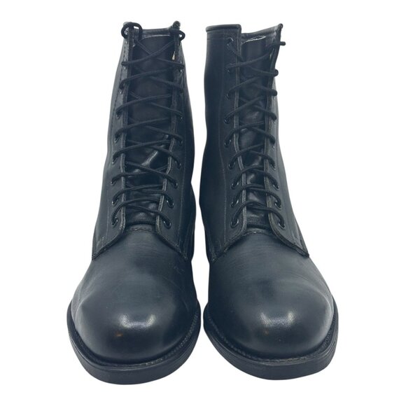 Addison Shoe Co. Black Leather Combat Boots Size 8.5 X-Wide Military Lace-Up Vtg - Picture 12 of 15